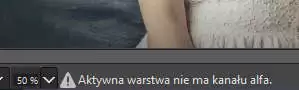 Komunikat dotyczący braku kanału alfa na warstwie