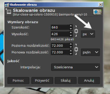 Jak powiększyć obraz w Gimpie? - zacznijmy od doboru miar 