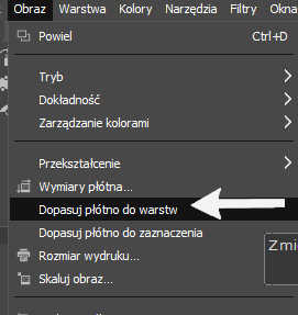 Dopasowanie wielkości obszaru roboczego do edytowanej grafiki