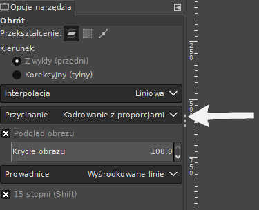 Zmiana opcji przycinania w Gimpie aby można było sprawnie obrócić zdjęcie bez "uciętych" fragmentów