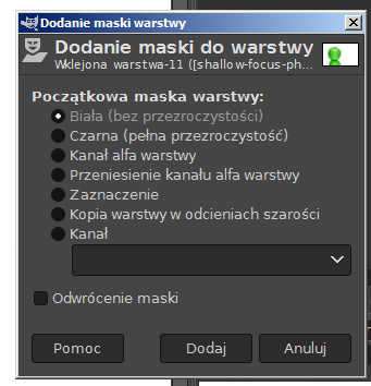 Dodawanie białej maski w Gimp