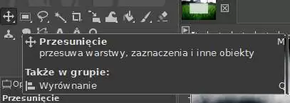 Wybór narzędzia wyrównania aby wyśrodkować obiekt lub obraz w Gimp